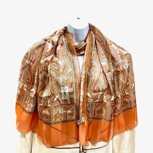 Beautiful Soft silky Yves Saint Laurent 100% Silk Chiffon/Satin scarf 68"x23 (30